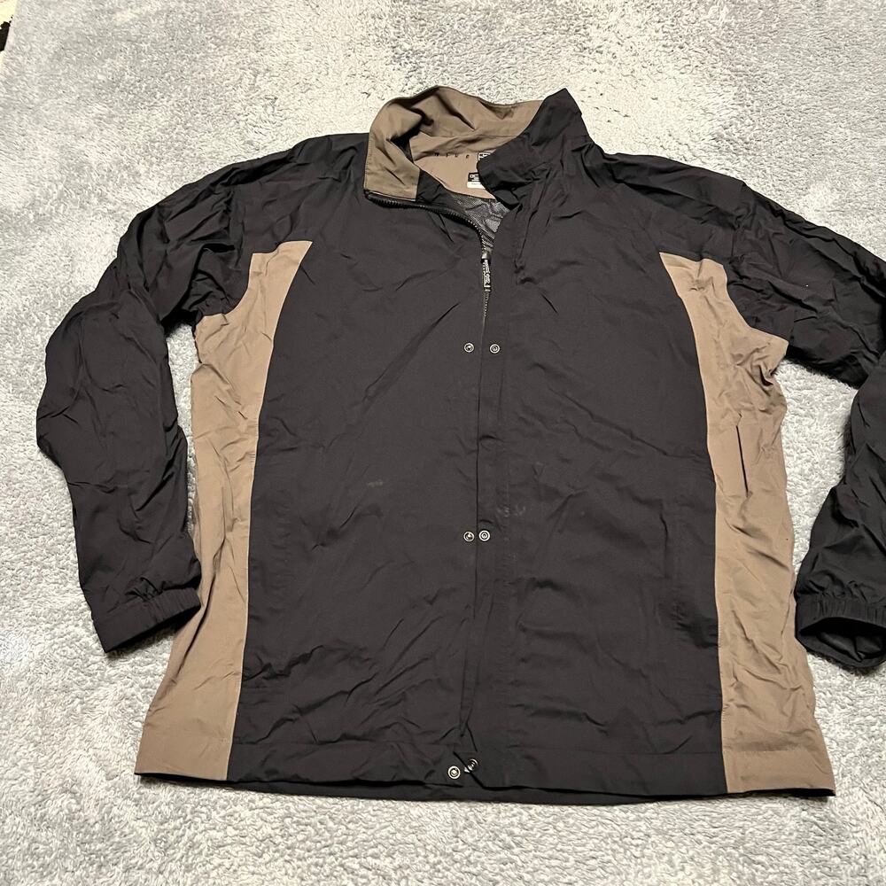 Nike Golf Jacket Mens XL Black Brown Storm Fit Zip Windbreaker Coat